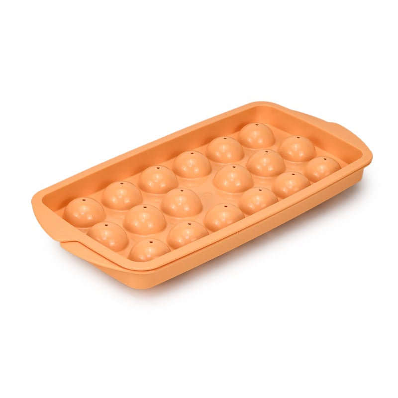 Herevin Polypropylene 18 Hole Round Ice Cube Tray, BPA Free Plastic Ice Cube Maker for Freezer, Easy Release Round Ice Mould for Drinks, Cocktails, Juice & Home Use – Assorted (Green/Orange) - Image 2